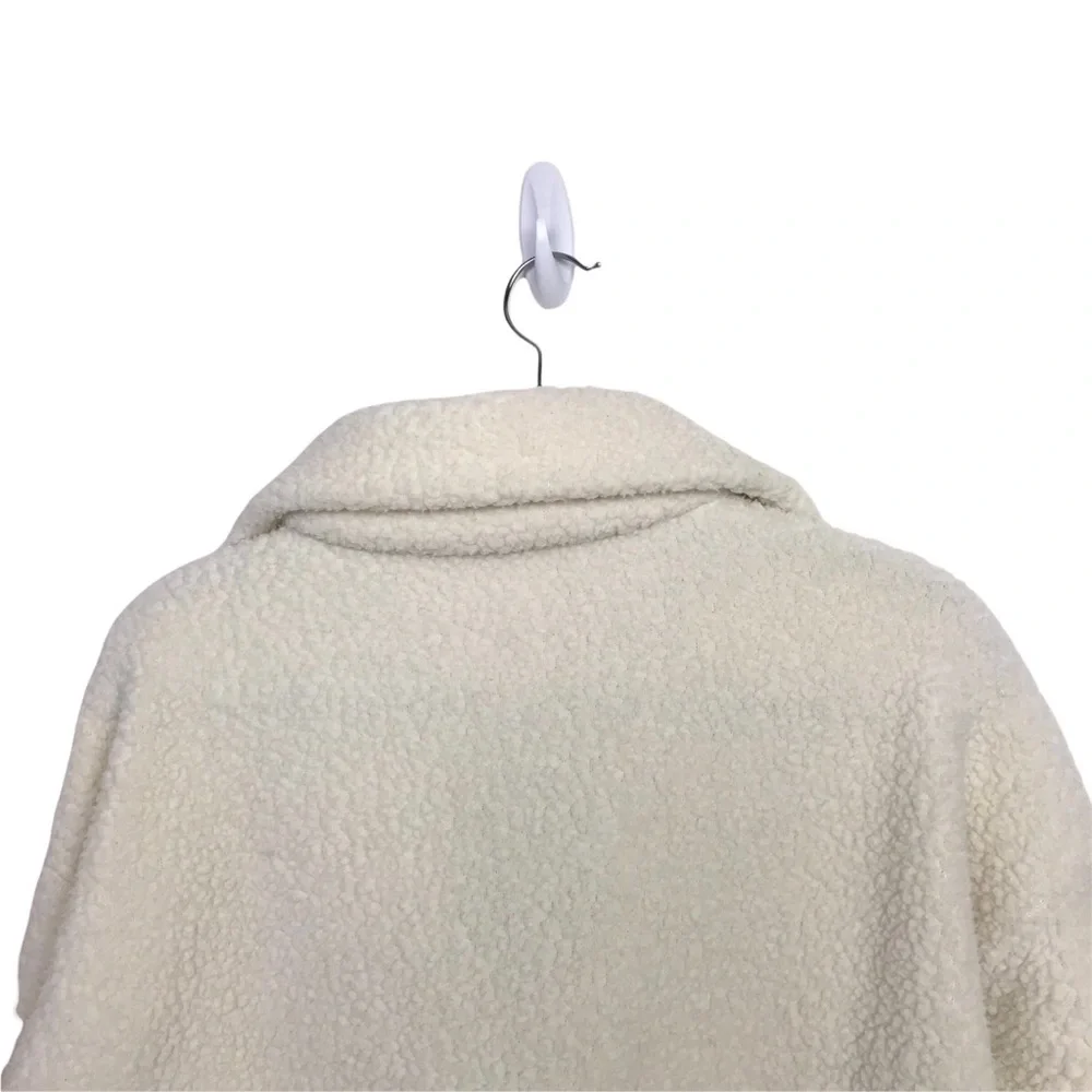 J Crew Ivory Crop Half Zip Polartec Fleece Pullover Sweater